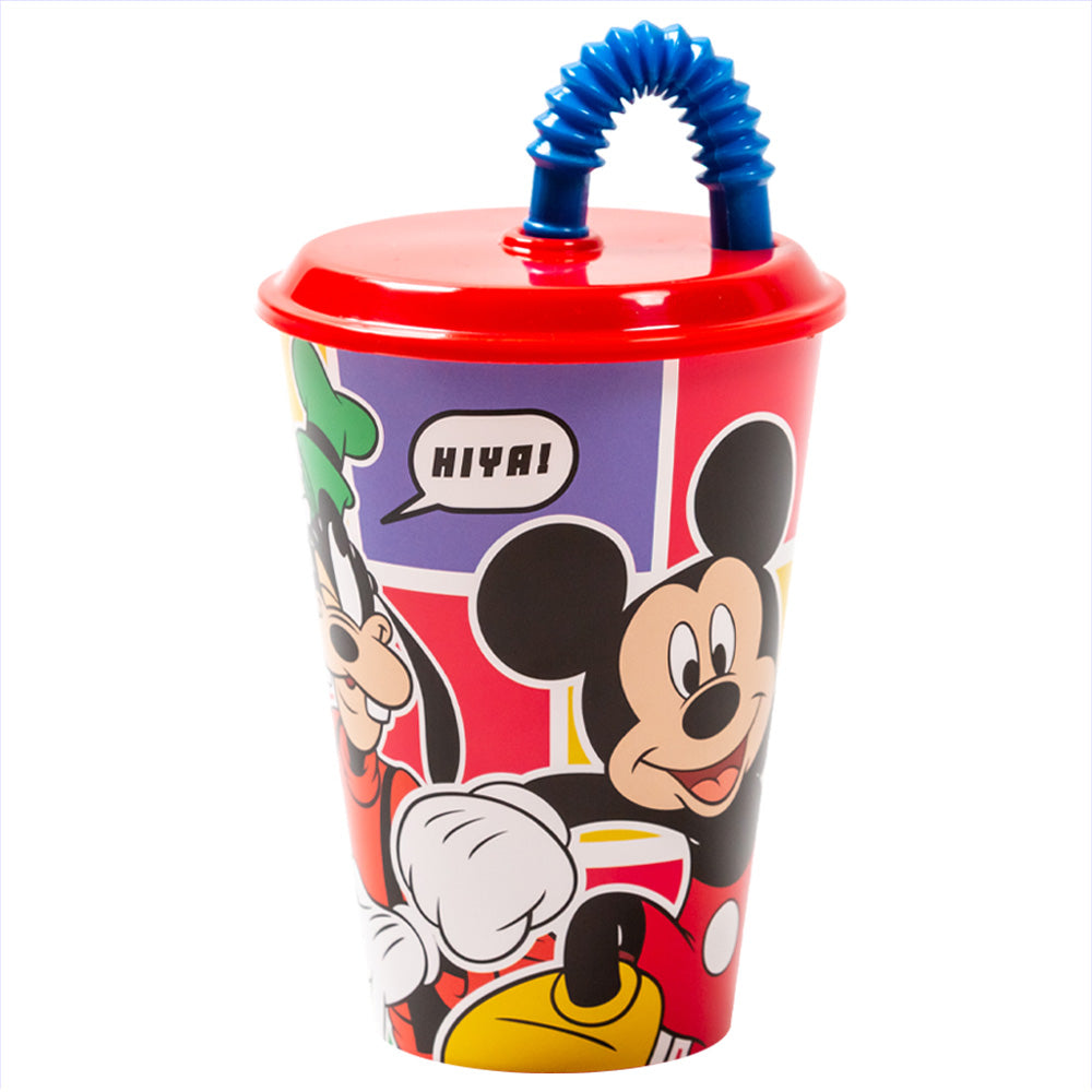 Gobelet enfant réutilisable avec couvercle et paille 430 ml Mickey Mouse