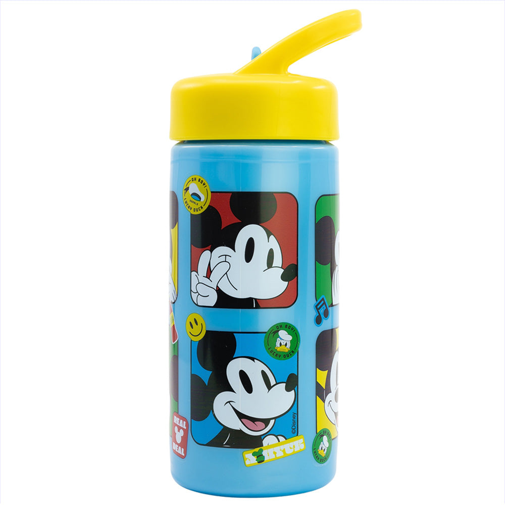 Bouteille d'eau PP Playground 410 ml Mickey Mouse Fun-Tastic / Bouteille d'eau de sport avec paille et poignée intégrée