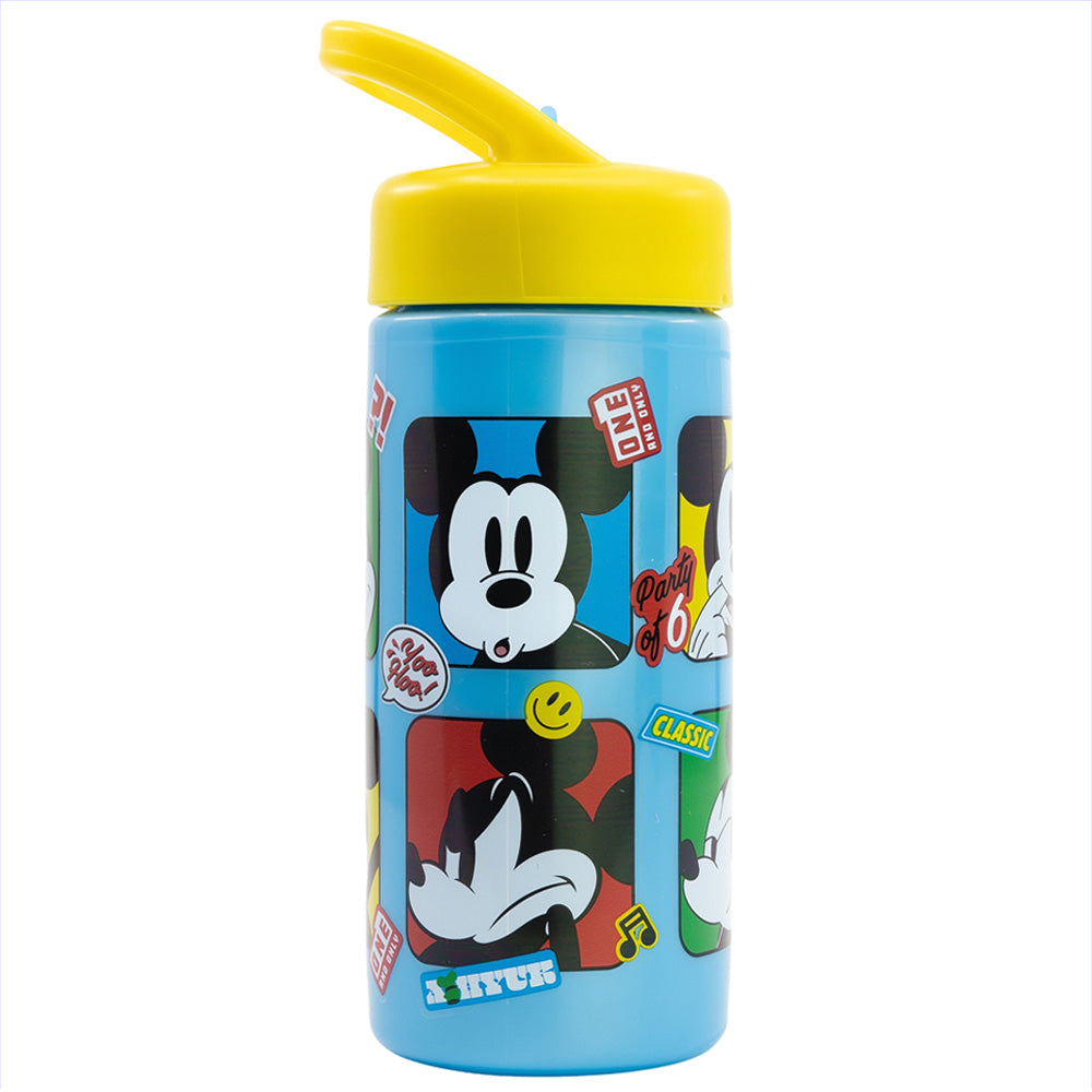 Bouteille d'eau PP Playground 410 ml Mickey Mouse Fun-Tastic / Bouteille d'eau de sport avec paille et poignée intégrée