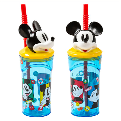 Reusable Children's Cup with 3D figurine/ With Straw and Lid/ Capacity of 360 ml/ Various colors available