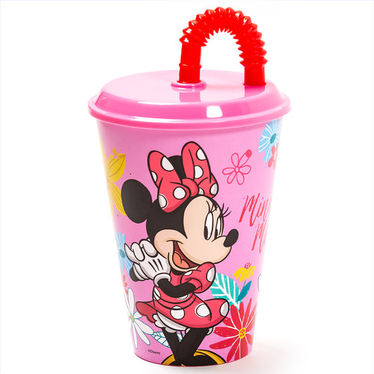 Vaso infantil reutilizable con tapa y pajita de 430 ml Minnie Mouse