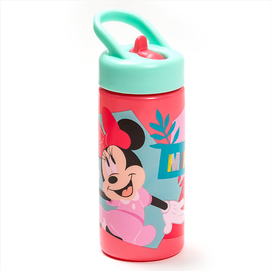 Botella PP Playground 410 ml Minnie Mouse/ Botella de agua deportiva con pajita y asa incorporada