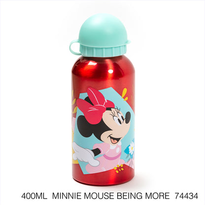 Disney Botella de agua 400 ml de aluminio con boquilla retráctil/ Escuela/Guardería/Varios patrones disponibles - LIMÓN ARTES