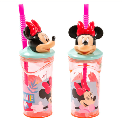 Vaso Infantil Reutilizable con figurita 3D/ Con Pajita y Tapa/ Capacidad de 360 ml/ Varios colores disponibles