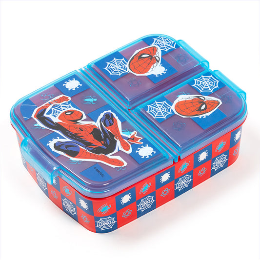 Stor Spiderman multiple sandwich box/ 300 ml with 3 compartments/ BPA free/ Children's lunch box/School/Nursery