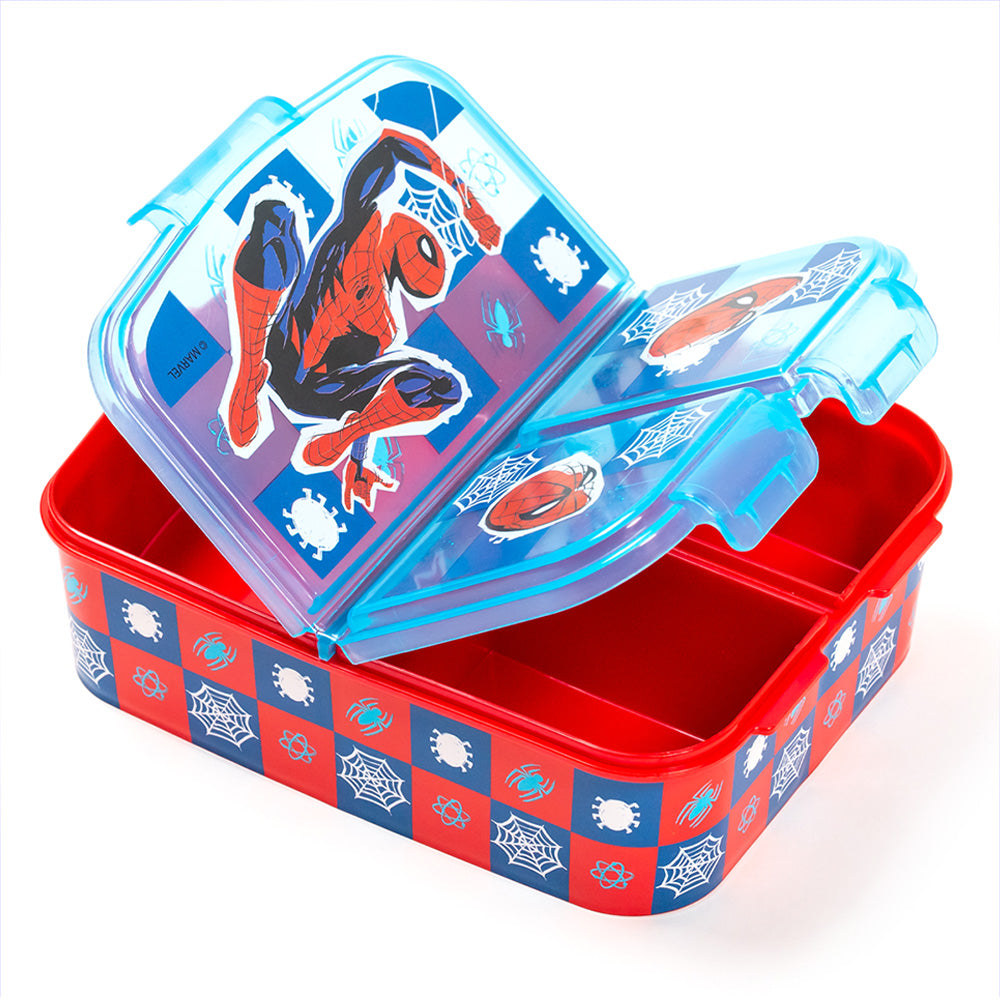 Boîte à sandwich multiple Stor Spiderman/ 300 ml avec 3 compartiments/ Sans BPA/ Boîte à lunch pour enfants/École/Crèche