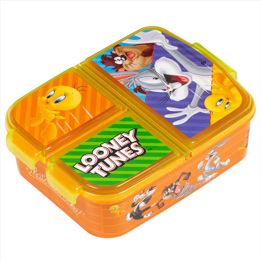 Stor Multiple Looney Tunes Heroes Boîte à sandwich / 300 ml avec 3 compartiments / Sans BPA / Boîte à lunch pour enfants / École / Crèche