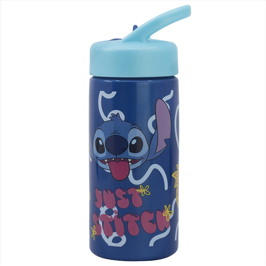 Bouteille d'eau PP Playground 410 ml Stitch Palms / Gourde de sport avec paille et poignée intégrée