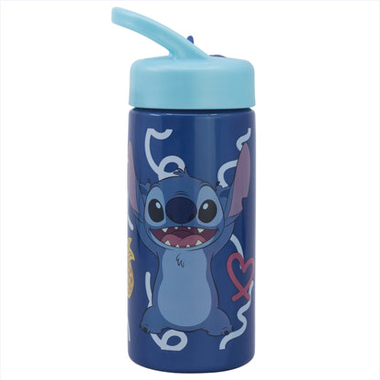 Bouteille d'eau PP Playground 410 ml Stitch Palms / Gourde de sport avec paille et poignée intégrée