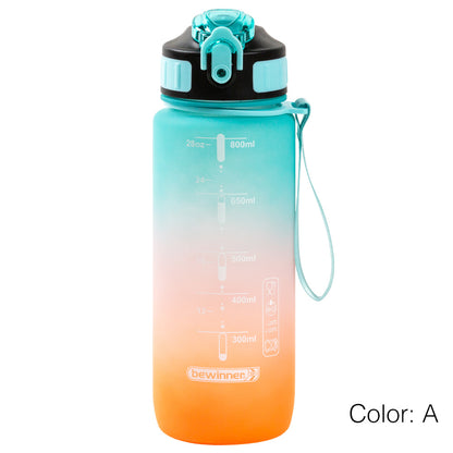 Multicolor Water Sport Bottle with Lid and Straw 800ml Bewinner