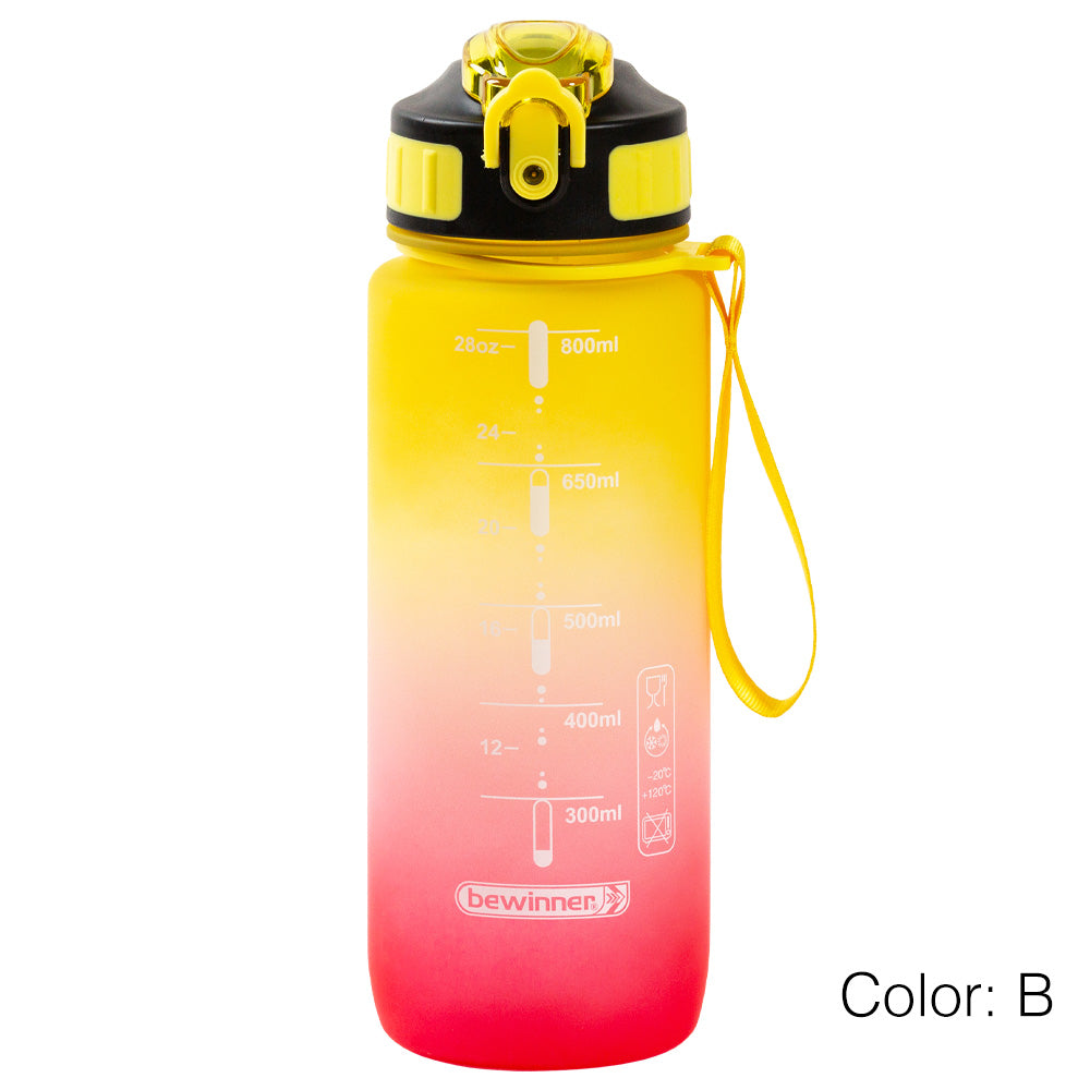 Bouteille de sport aquatique multicolore avec couvercle et paille 800 ml Bewinner