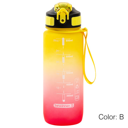 Multicolor Water Sport Bottle with Lid and Straw 800ml Bewinner