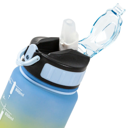 Multicolor Water Sport Bottle with Lid and Straw 800ml Bewinner