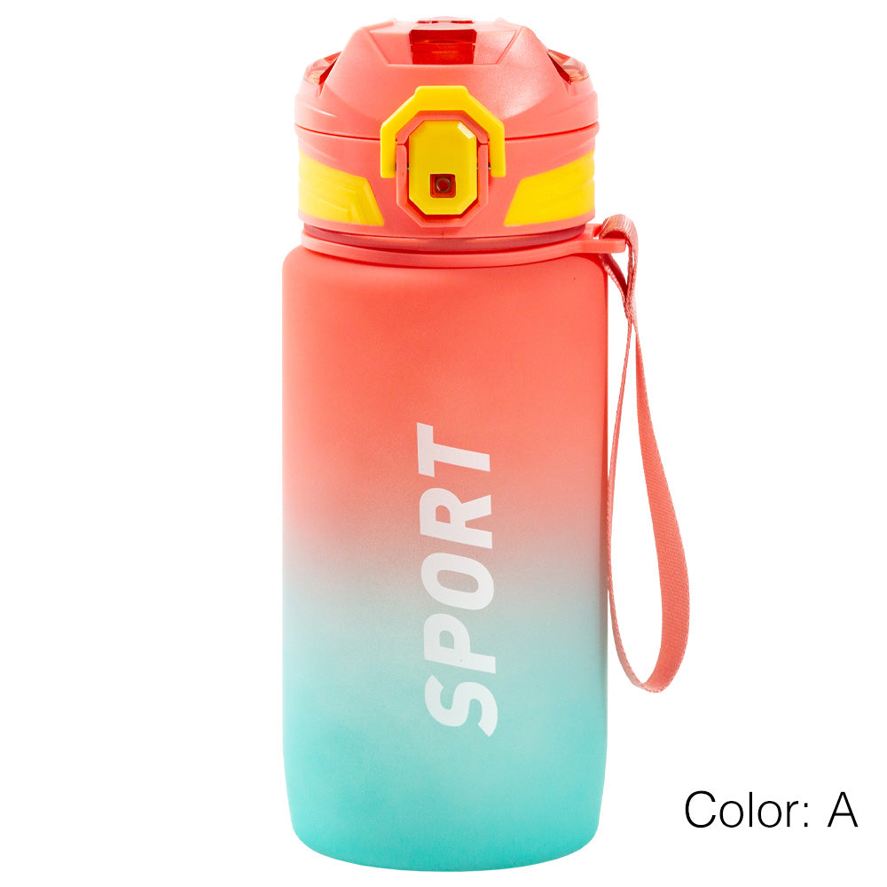 Multicolor Water Sport Bottle with Lid and Straw 600ml Bewinner