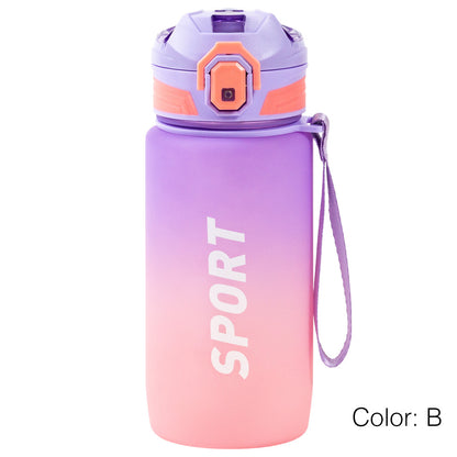 Multicolor Water Sport Bottle with Lid and Straw 600ml Bewinner