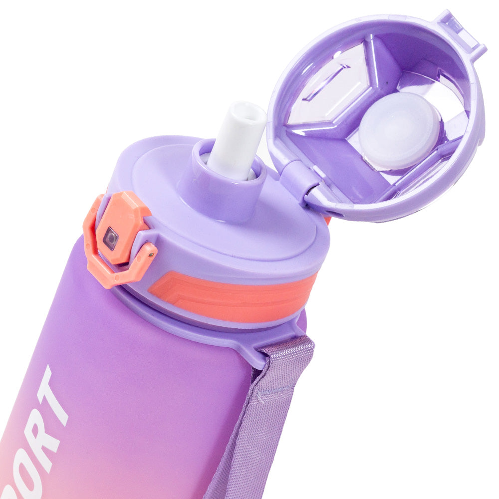 Multicolor Water Sport Bottle with Lid and Straw 600ml Bewinner