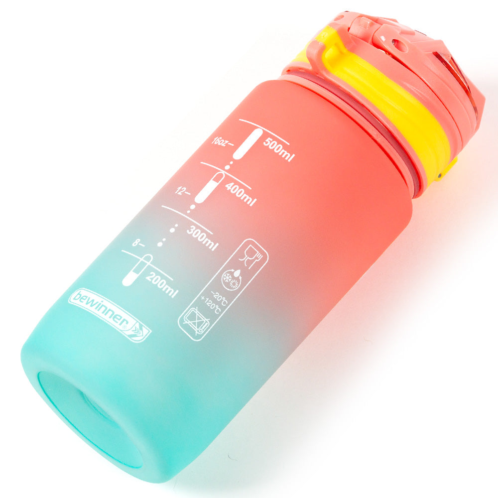 Bouteille de sport aquatique multicolore avec couvercle et paille 600 ml Bewinner