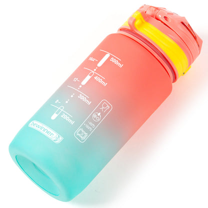 Multicolor Water Sport Bottle with Lid and Straw 600ml Bewinner