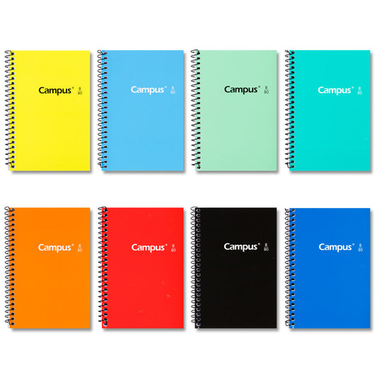 Cahier à Spirale Couverture Rigide 8° Campus / 105x155mm 80 feuilles 60g Grille 4mm