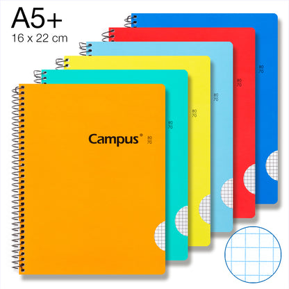 Campus-Bloc Spiral A5+/Hardcover 80 sheets 70g/Grid 4 mm