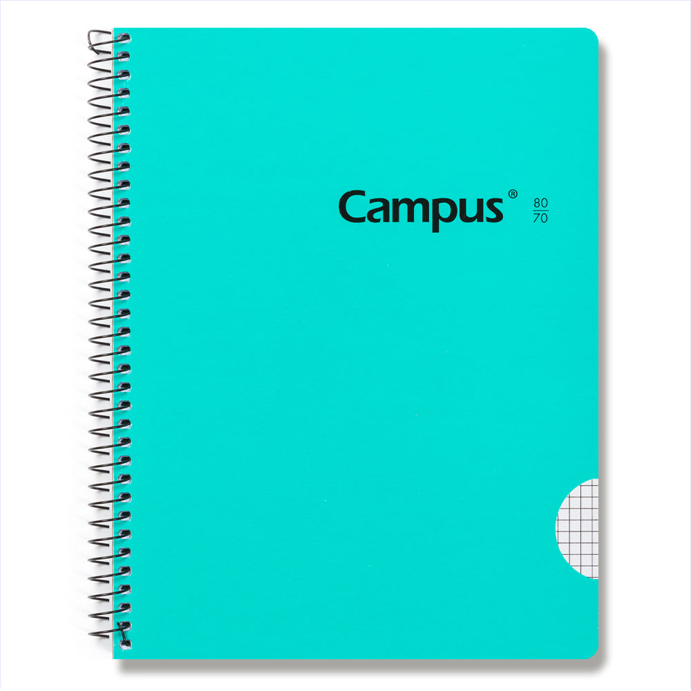 Campus-Bloc Spirale A5+/Couverture rigide 80 feuilles 70g/Grille 4 mm