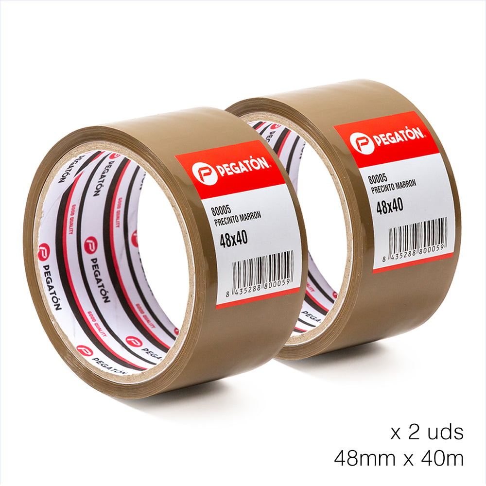 Pack of 2 rolls Pegatón Brown polypropylene adhesive tape 48 mm x 40 m