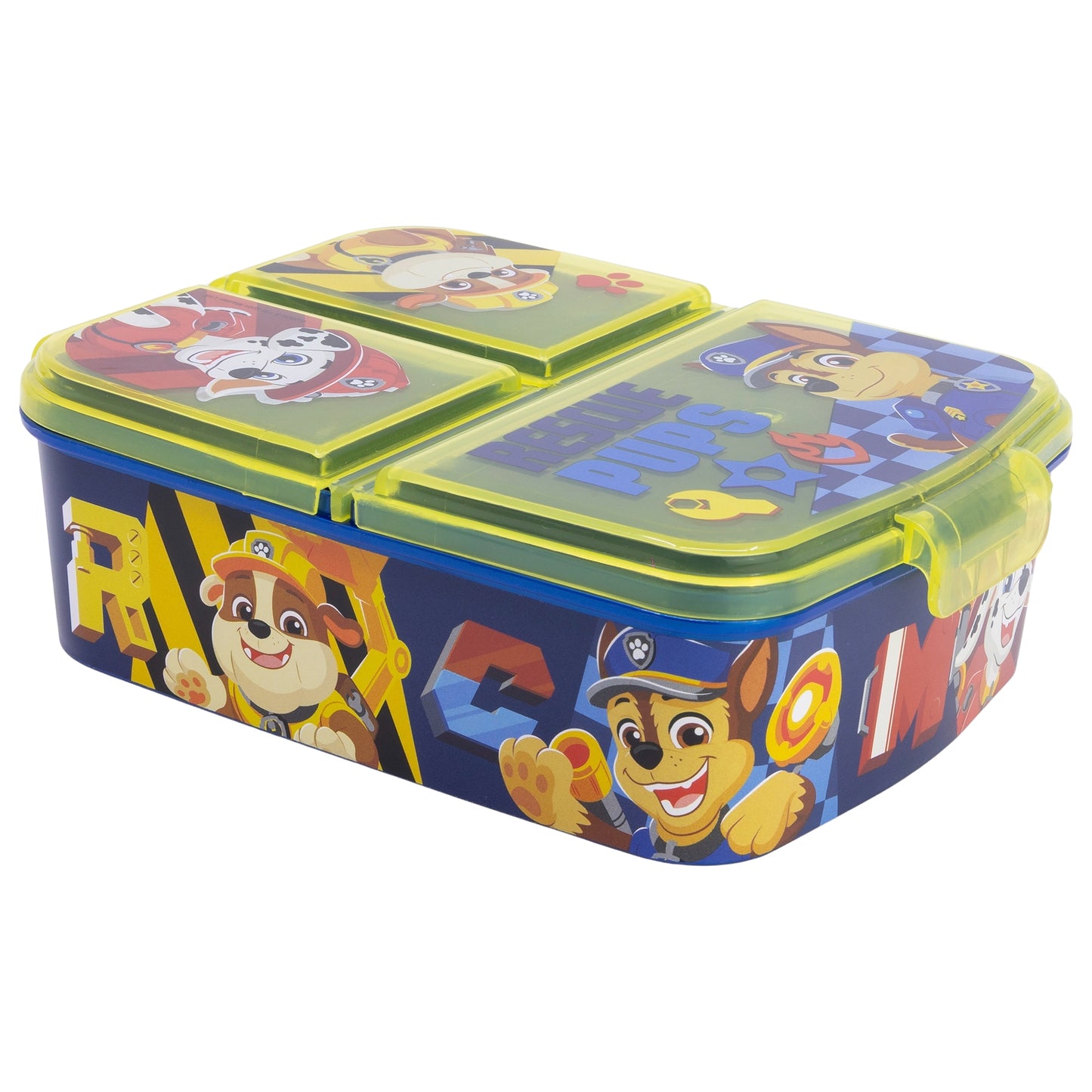 Stor Sandwichera Múltiple Paw Patrol Boy Rescue Pups / 300 ml con 3 Compartimentos/ Libre de BPA/ Fiambrera niños/Escuela/Guardería