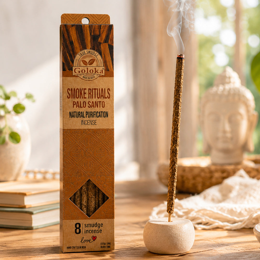 Incienso Natural Palo Santo Goloka Smoke Rituals 8 Varillas Purificación India
