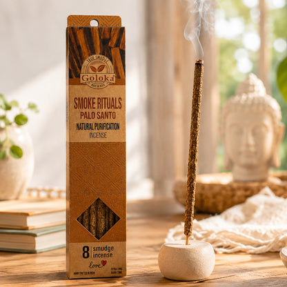 Incienso Natural Palo Santo Goloka Smoke Rituals 8 Varillas Purificación India