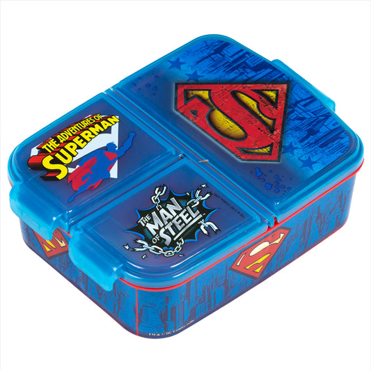 Stor Superman symbol multi-sandwich maker / 300 ml with 3 compartments / BPA free / lunch box for children / school / nursery