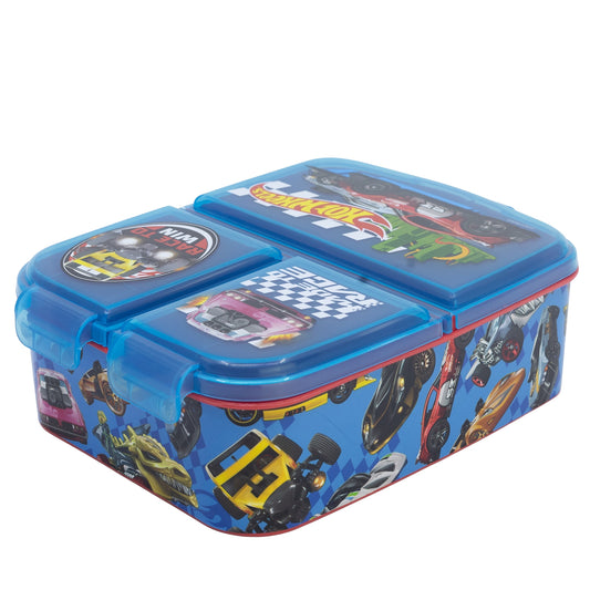 Stor Sandwichera Múltiple Hotwheels Blue Fire / 300 ml con 3 Compartimentos/ Libre de BPA/ Fiambrera niños/Escuela/Guardería