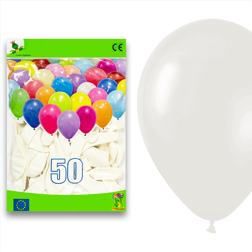 50 globos blancos