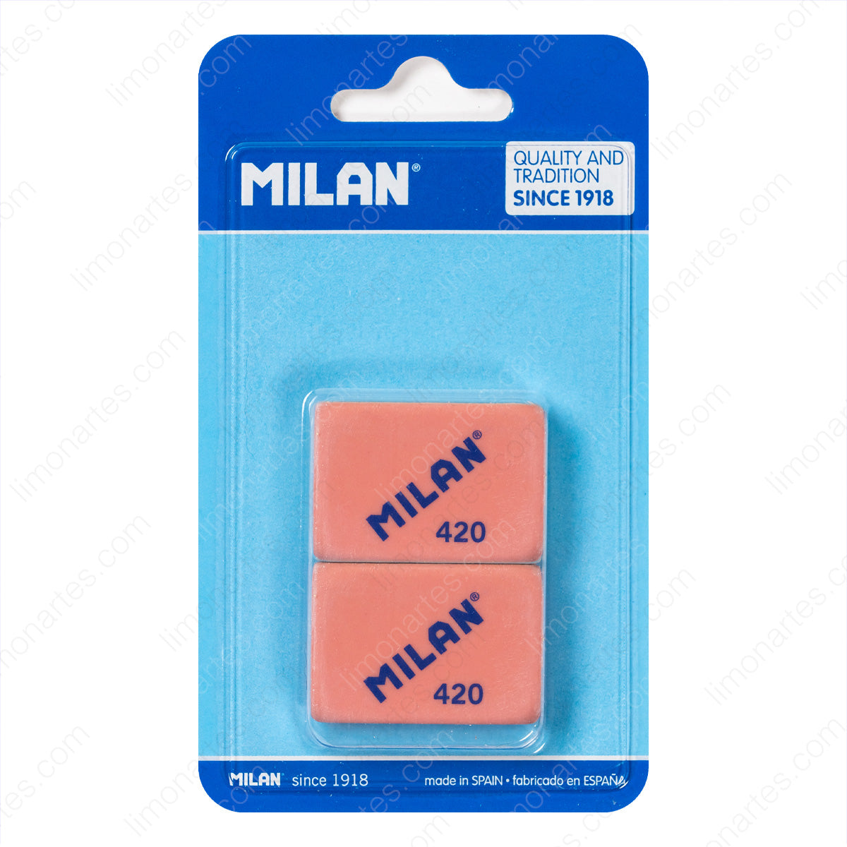 MILAN Blister of 2 erasers 420 (breadcrumbs)