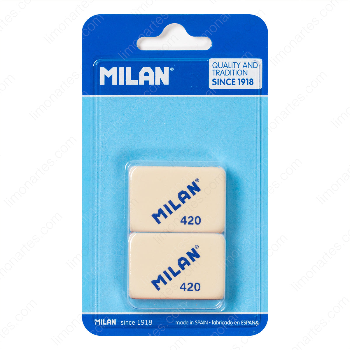 MILAN Blister of 2 erasers 420 (breadcrumbs)