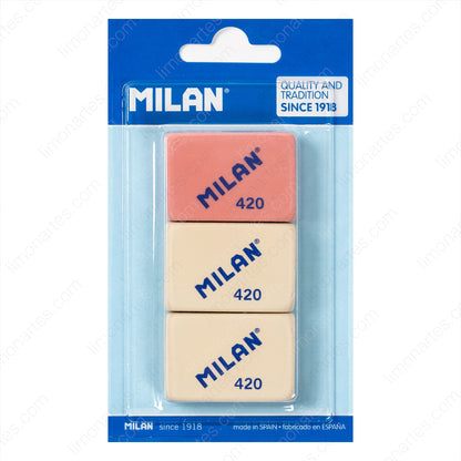 MILAN Blister of 3 erasers 420 (breadcrumbs)