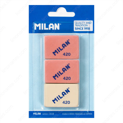 MILAN Blister of 3 erasers 420 (breadcrumbs)