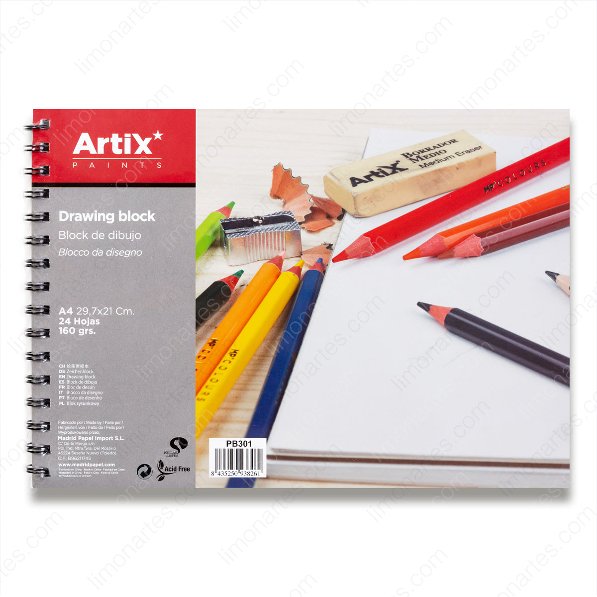 Artix Carnet de dessin/Bloc de dessin/A4,29,7x21cm/24 feuilles,160 gr