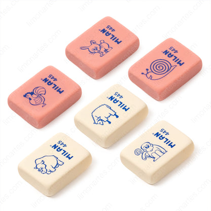 MILAN Blister of 6 erasers with children's drawings 445 (breadcrumbs)