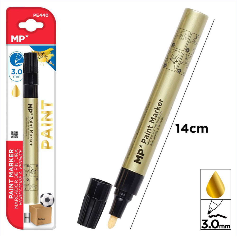 Marcador de pintura permanente oro 3 mm/ Óptimo para Uso Pintar, Escolar, Hogar y Oficina/ MP-PE440