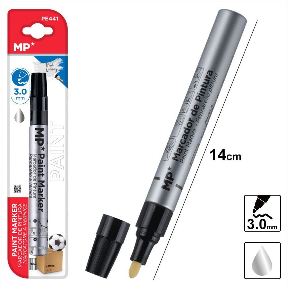 Marcador de pintura permanente plata 3 mm/ Óptimo para Uso Pintar, Escolar, Hogar y Oficina/ MP-PE441