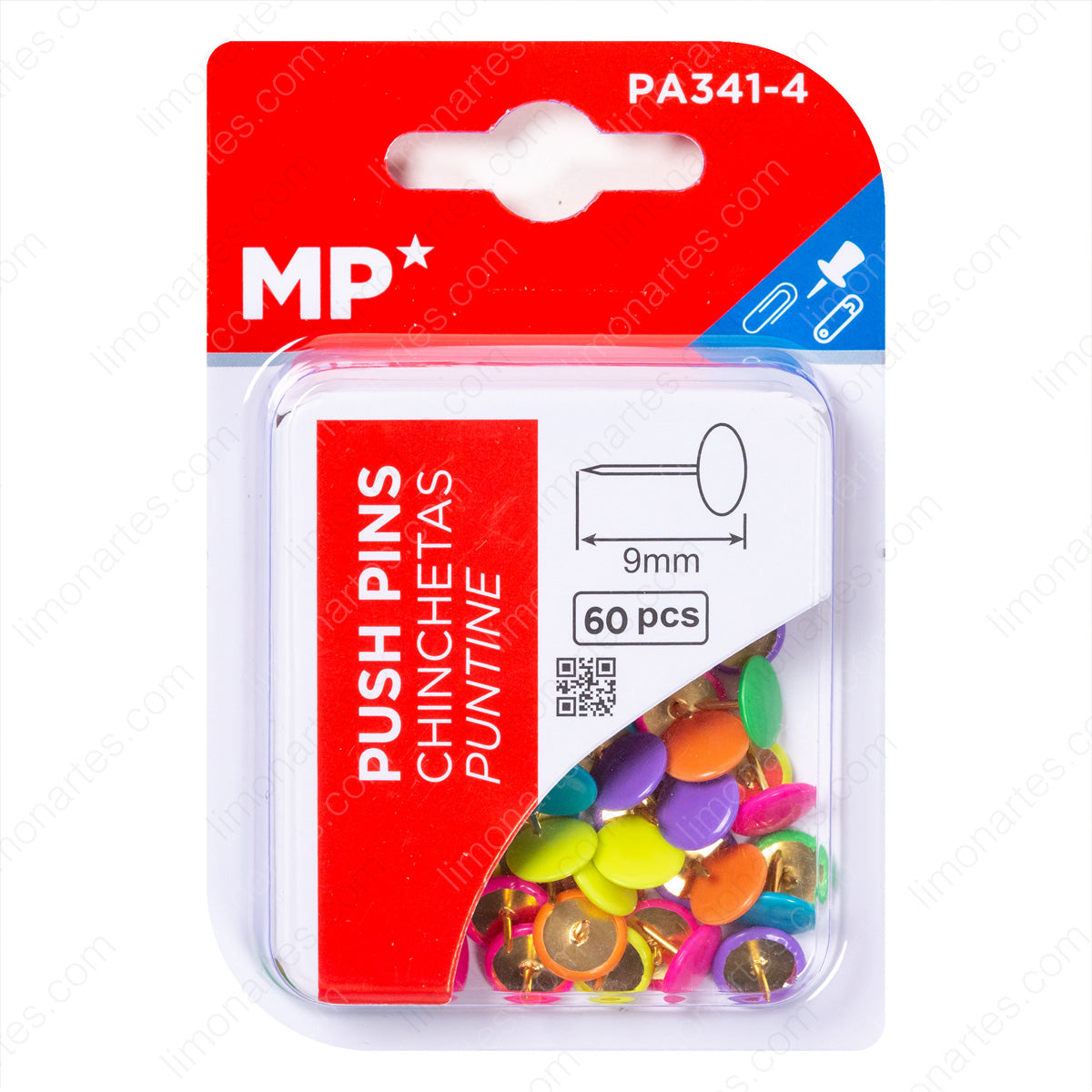 Punaises multicolores MP / 9 mm x 60 pièces