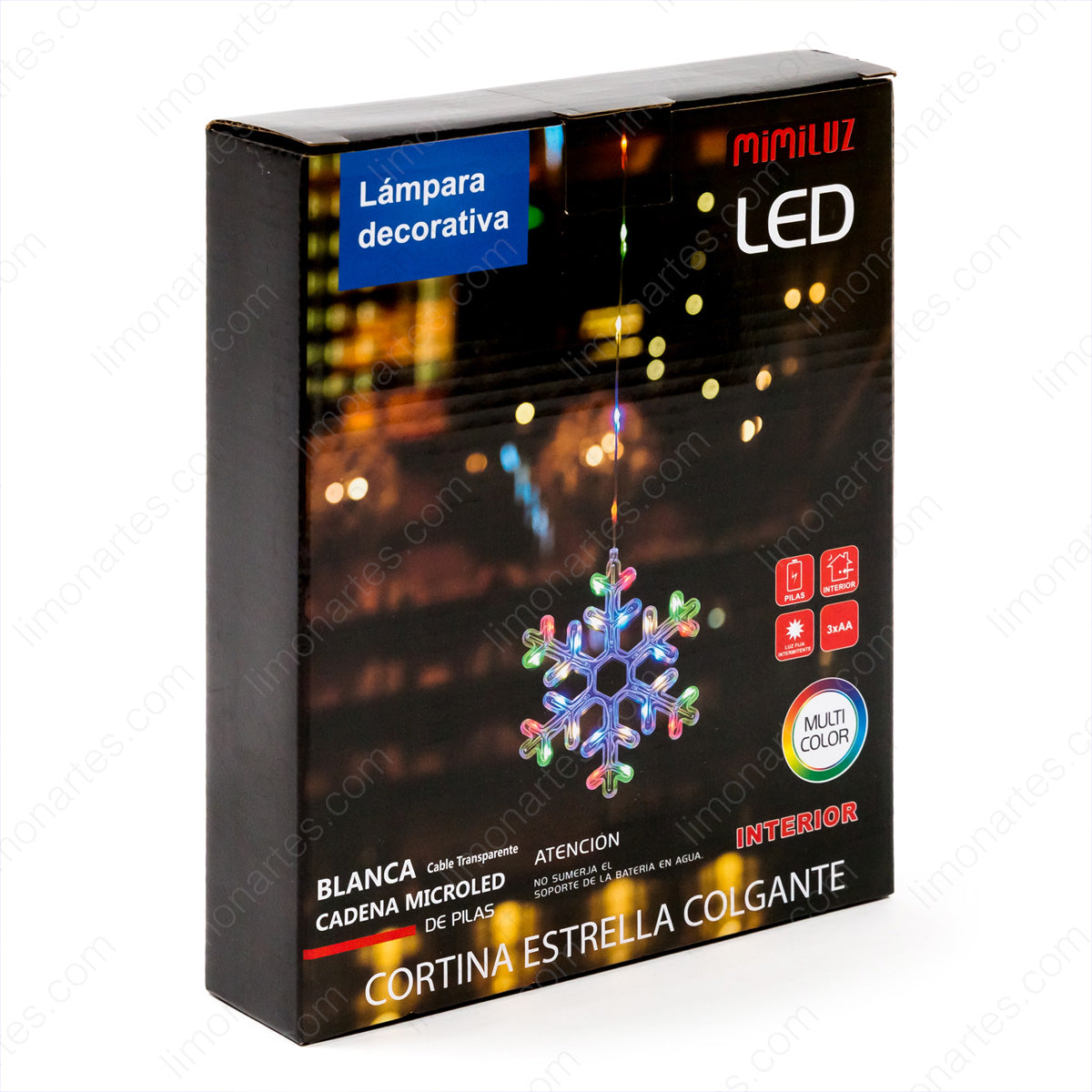 Copo de nieve multicolor led/ d-1030 - LIMÓN ARTES