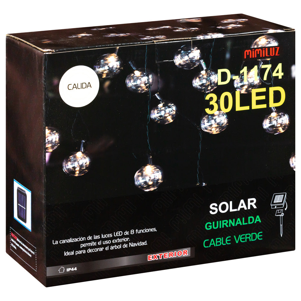 Warm Solar LED Ball String 10M / Ideal for decorating the Christmas tree