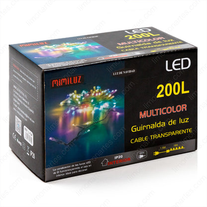 Guirnalda de luz/ multicolor 200 led bombillas/ l-134 - LIMÓN ARTES