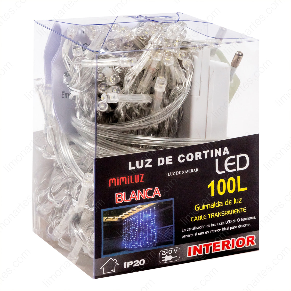 Luz de cortina/ blanca 100 led bombillas/ l-230 - LIMÓN ARTES