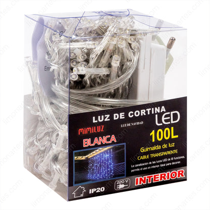 Luz de cortina/ blanca 100 led bombillas/ l-230 - LIMÓN ARTES