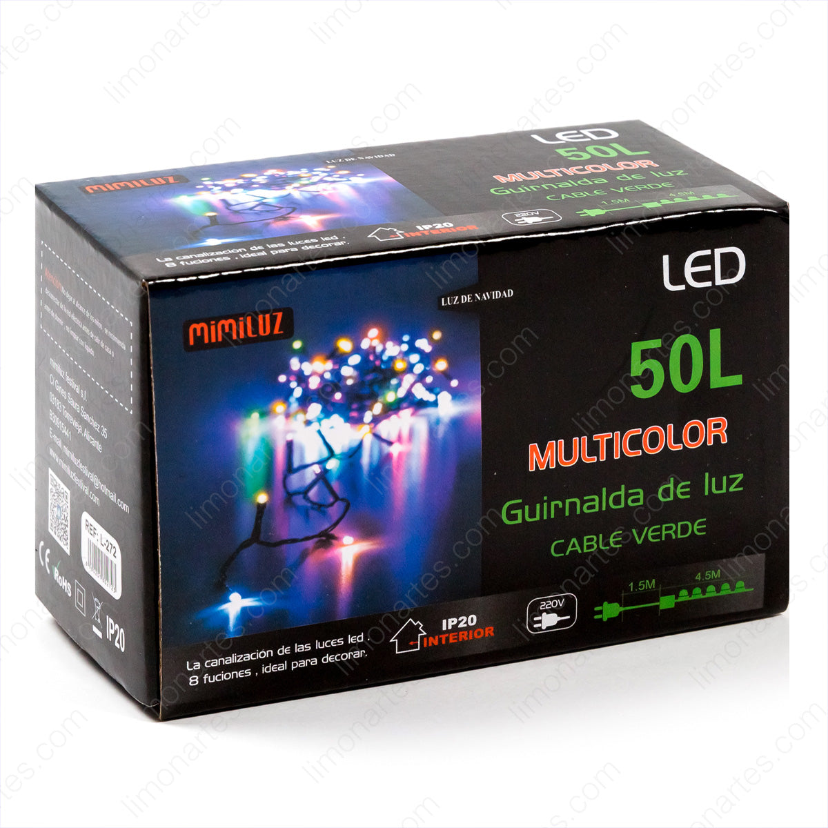 Guirnalda led multicolor 50 led bombillas/ l-272 - LIMÓN ARTES