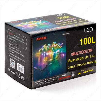 Guirnalda led multicolor 100 led bombillas/ l-276 - LIMÓN ARTES