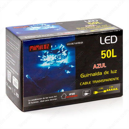 Guirnalda led azul 50 led bombillas/ l-278 - LIMÓN ARTES