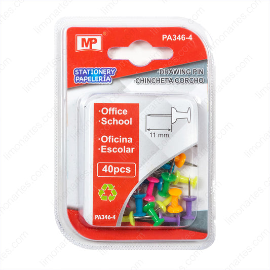 MP,Chincheta cabeza fluorescente 11mm 40 Uds,PA346-4 - LIMÓN ARTES